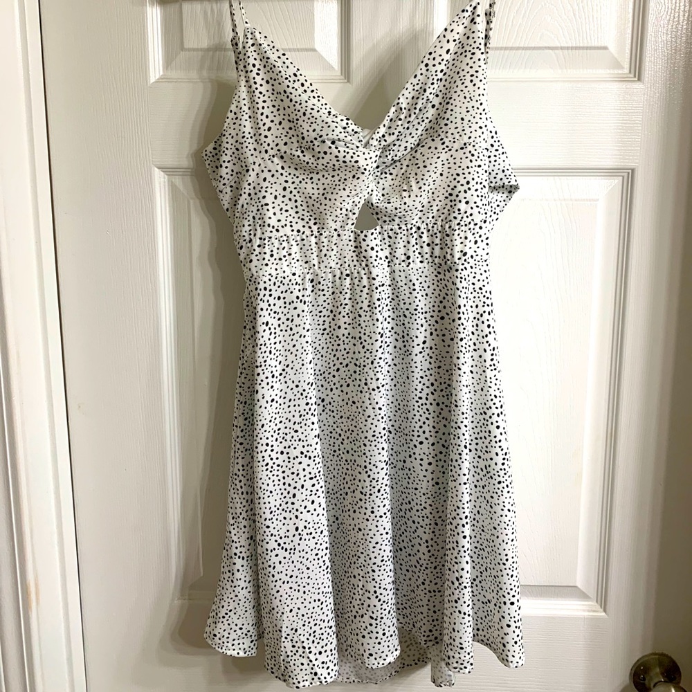 White black and white tie dress
